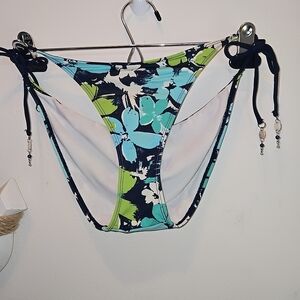 Floral Bikini Bottom with Side Ties